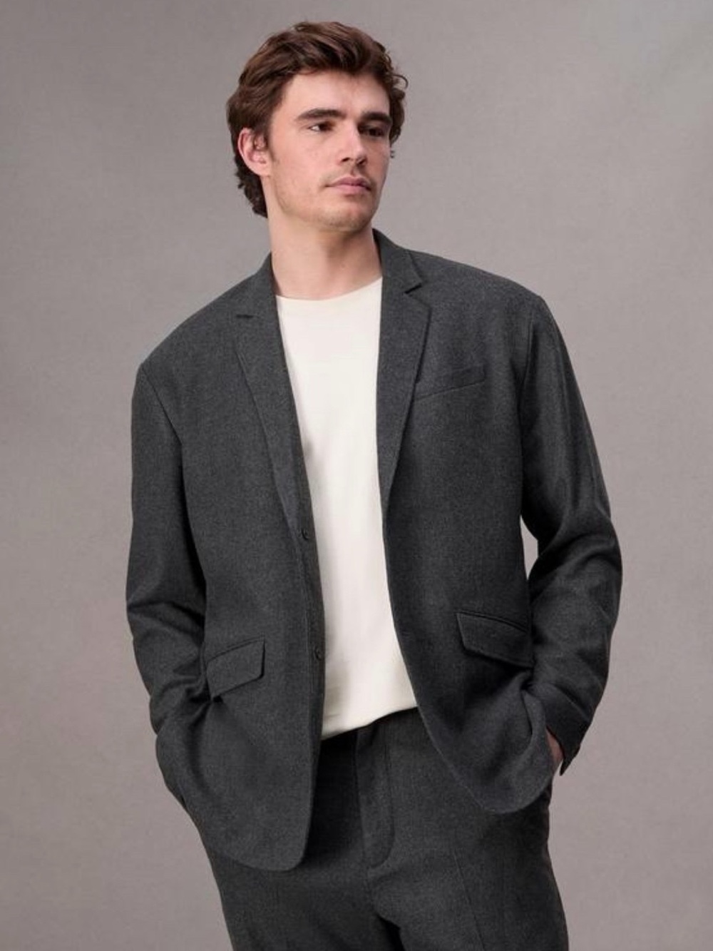 rag & bone Shift Flannel Blazer Heather Grey Size 42 NWT